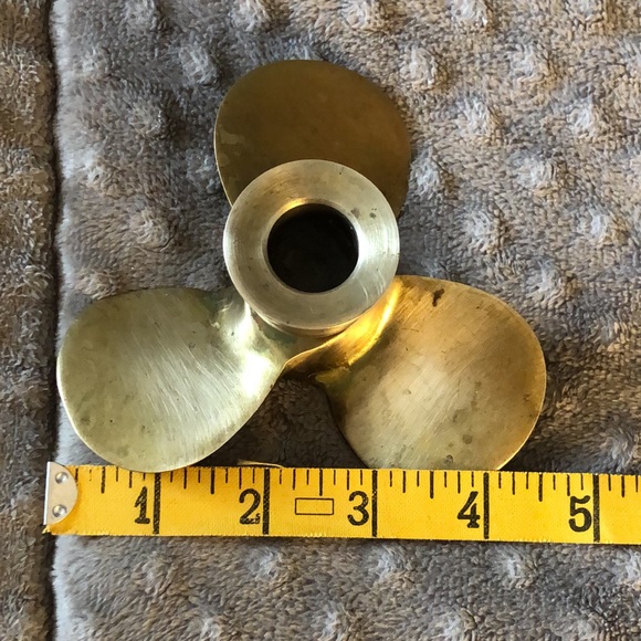 Vintage Heavy Solid Brass Boat Propeller Candle Holder. Excellent Condition.